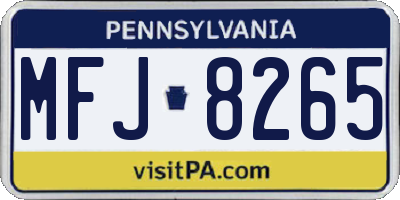 PA license plate MFJ8265