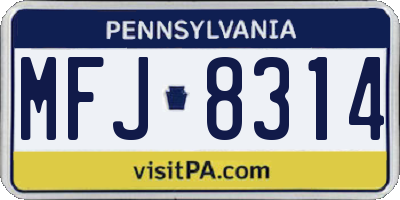PA license plate MFJ8314