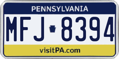 PA license plate MFJ8394