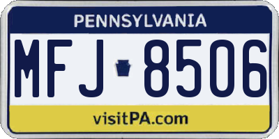 PA license plate MFJ8506
