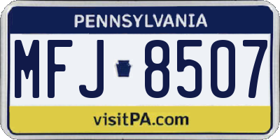 PA license plate MFJ8507