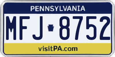 PA license plate MFJ8752