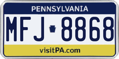 PA license plate MFJ8868