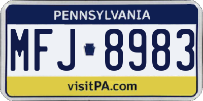 PA license plate MFJ8983