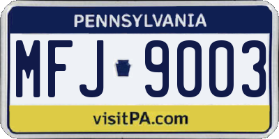 PA license plate MFJ9003
