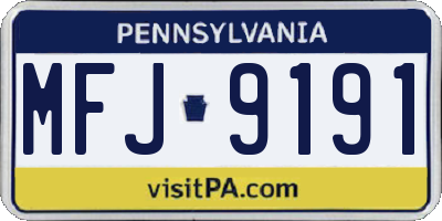 PA license plate MFJ9191