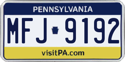 PA license plate MFJ9192
