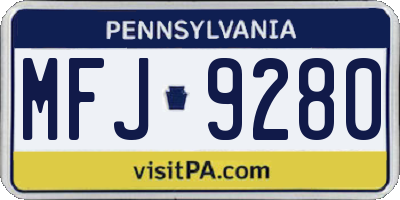 PA license plate MFJ9280