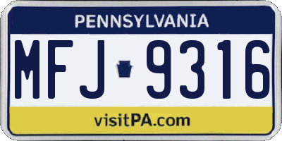PA license plate MFJ9316