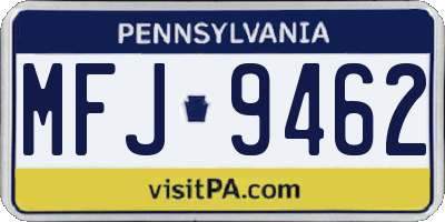 PA license plate MFJ9462