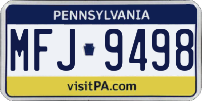 PA license plate MFJ9498