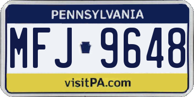 PA license plate MFJ9648