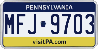 PA license plate MFJ9703