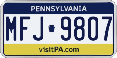 PA license plate MFJ9807