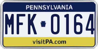 PA license plate MFK0164