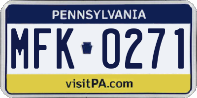 PA license plate MFK0271