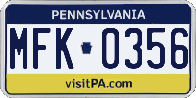 PA license plate MFK0356
