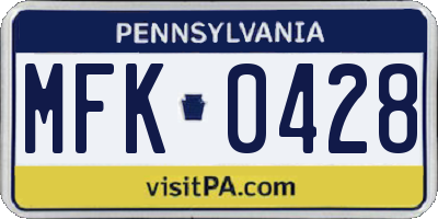 PA license plate MFK0428
