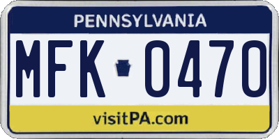 PA license plate MFK0470