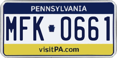 PA license plate MFK0661