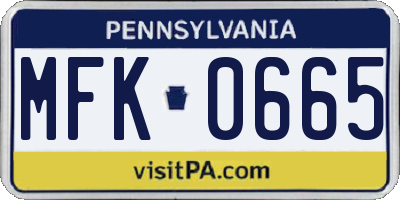 PA license plate MFK0665