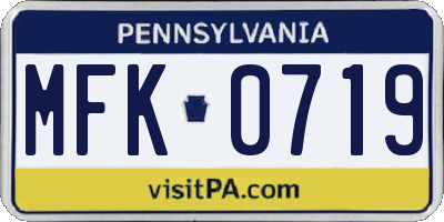 PA license plate MFK0719