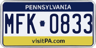 PA license plate MFK0833