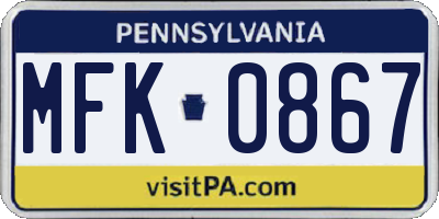 PA license plate MFK0867