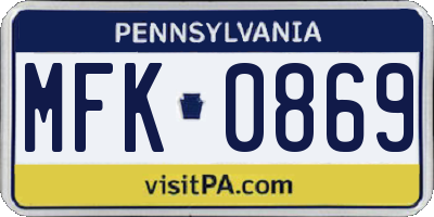 PA license plate MFK0869