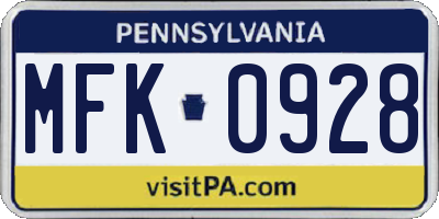 PA license plate MFK0928