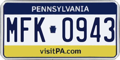 PA license plate MFK0943