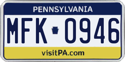PA license plate MFK0946