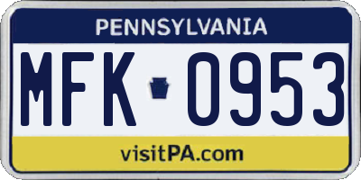 PA license plate MFK0953