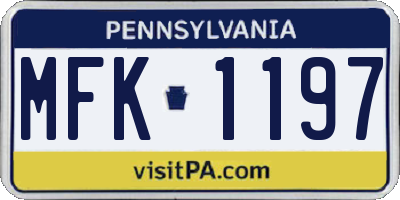 PA license plate MFK1197