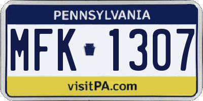 PA license plate MFK1307