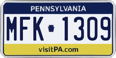 PA license plate MFK1309