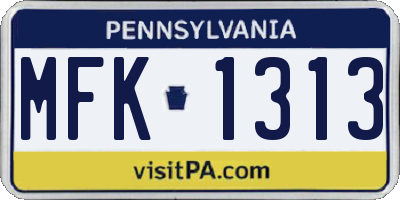 PA license plate MFK1313