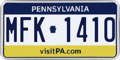 PA license plate MFK1410