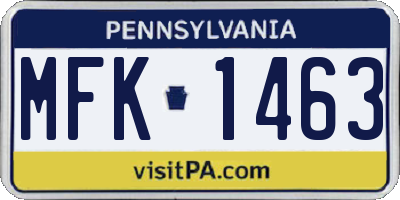 PA license plate MFK1463
