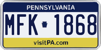 PA license plate MFK1868