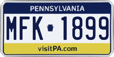 PA license plate MFK1899