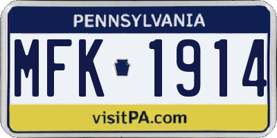 PA license plate MFK1914