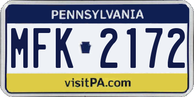 PA license plate MFK2172