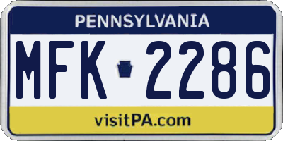 PA license plate MFK2286