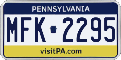 PA license plate MFK2295