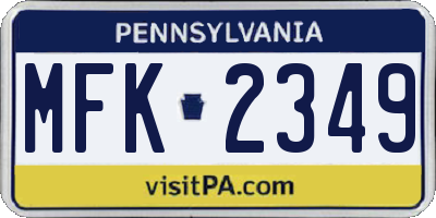 PA license plate MFK2349
