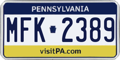 PA license plate MFK2389