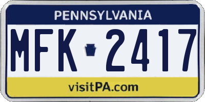 PA license plate MFK2417