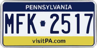 PA license plate MFK2517