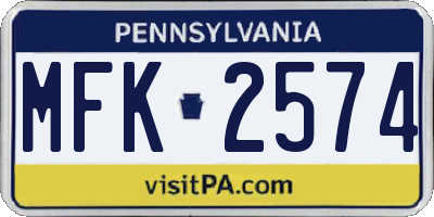PA license plate MFK2574